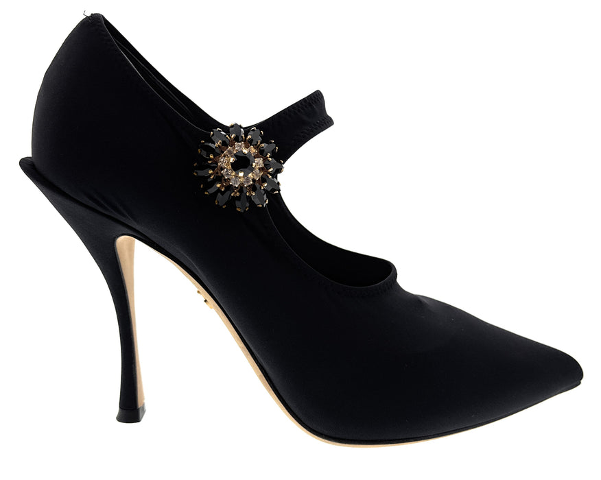 Dolce & Gabbana Black Jersey Pointed Toe Pumps-EU37