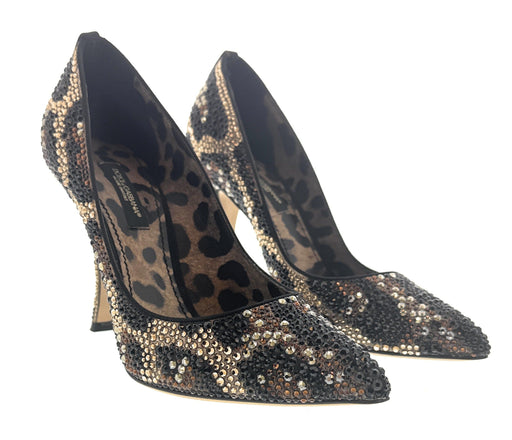 Dolce & Gabbana Leopard Crystal Adorned Leopard Patten Pump-EU36