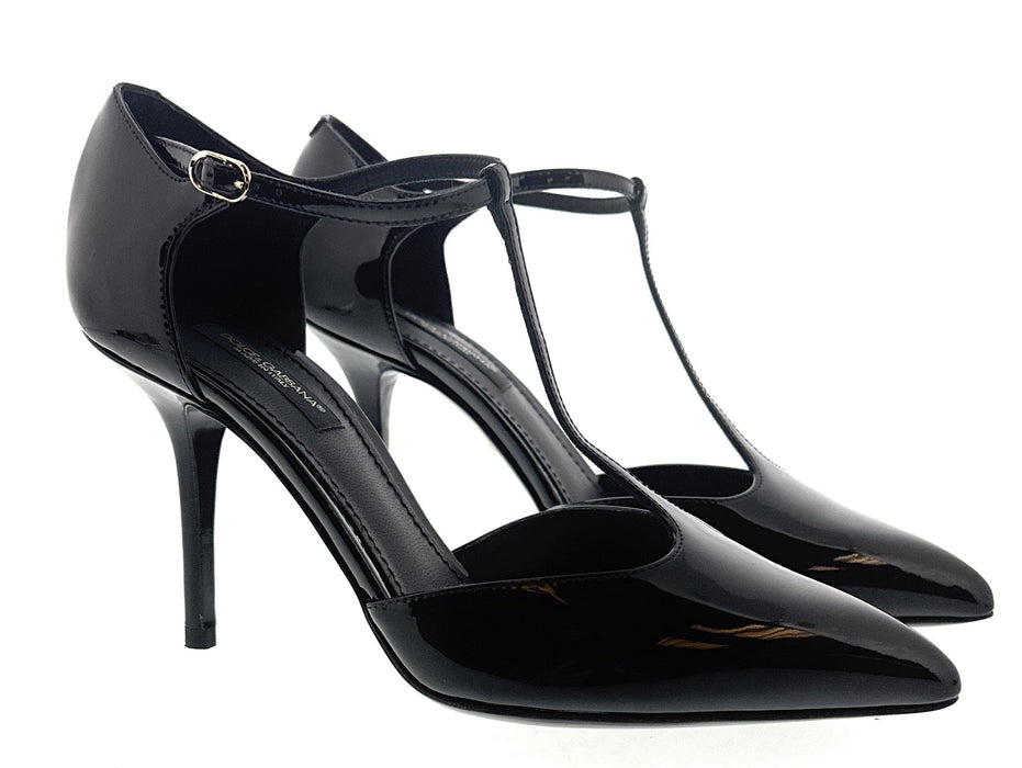 Dolce & Gabbana Black Classic T-Strap Pumps-EU36
