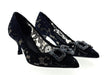 Dolce & Gabbana Deep Navy Floral Lace  Kitten Heels-EU35
