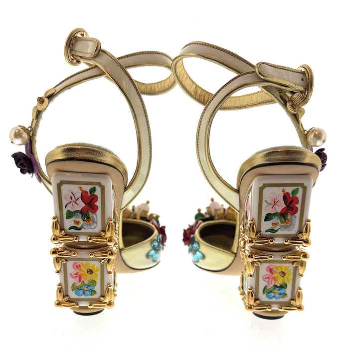 Dolce & Gabbana Multicolor Bold Embellished Mary Jane Vintage Heels-EU35