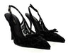 Dolce & Gabbana Black Lace Slingback Heels with Embroidered Mesh Bow Detail-35