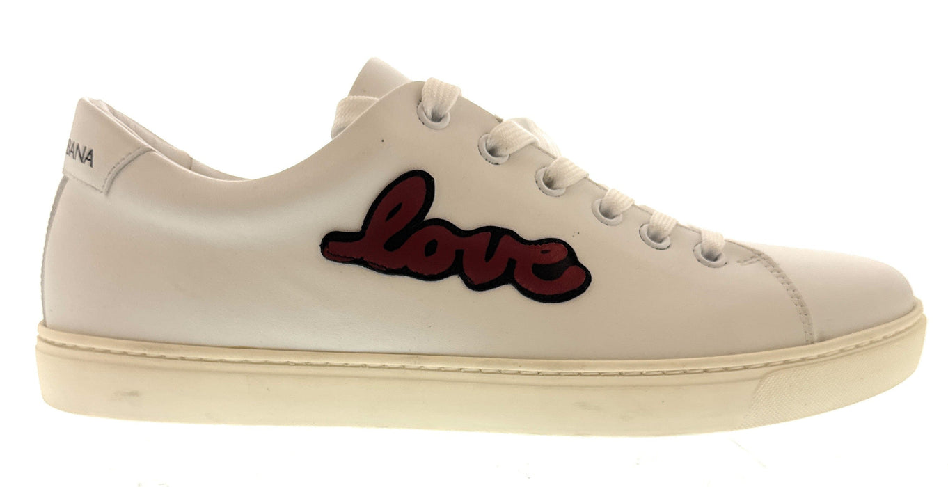 Dolce & Gabbana White Classic Embroidered Sneakers-EU39