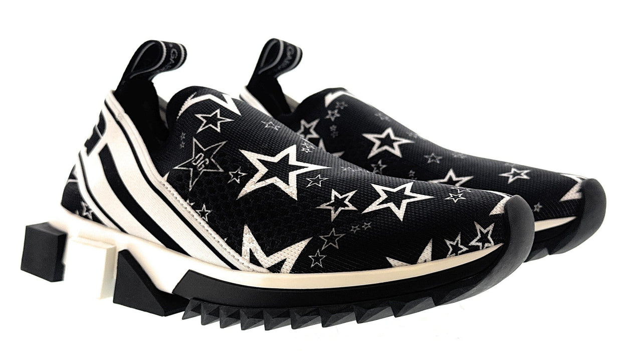 Dolce & Gabbana Fancy Black StarKnit Slip On Sneakers-EU36