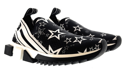 Dolce & Gabbana Fancy Black StarKnit Slip On Sneakers-EU36