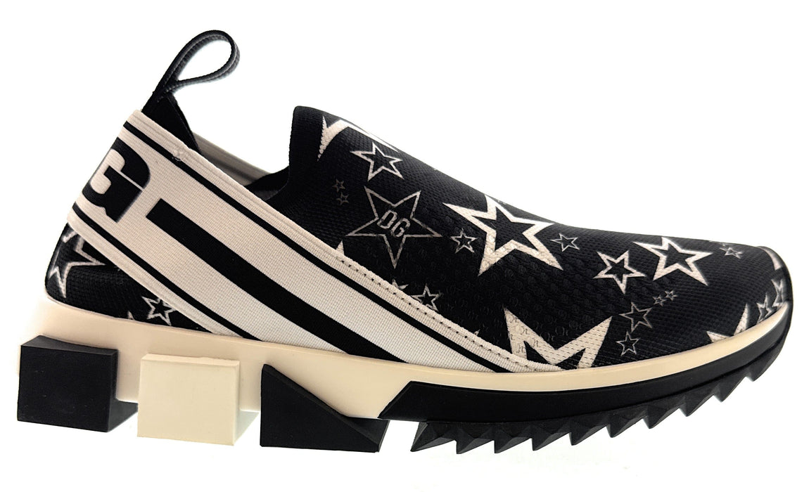 Dolce & Gabbana Fancy Black StarKnit Slip On Sneakers-EU36