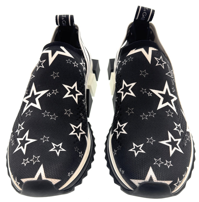 Dolce & Gabbana Fancy Black StarKnit Slip On Sneakers-EU36
