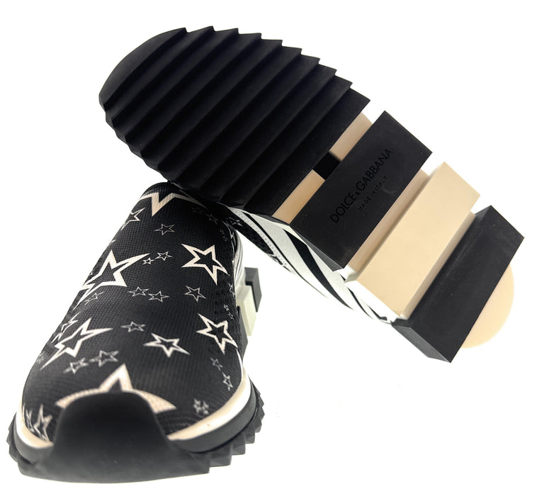 Dolce & Gabbana Fancy Black StarKnit Slip On Sneakers-EU36
