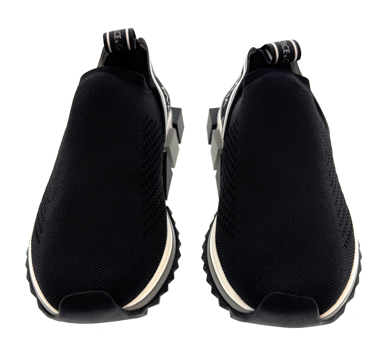 Dolce & Gabbana Black Logo Knit Slip On Sneakers-EU36