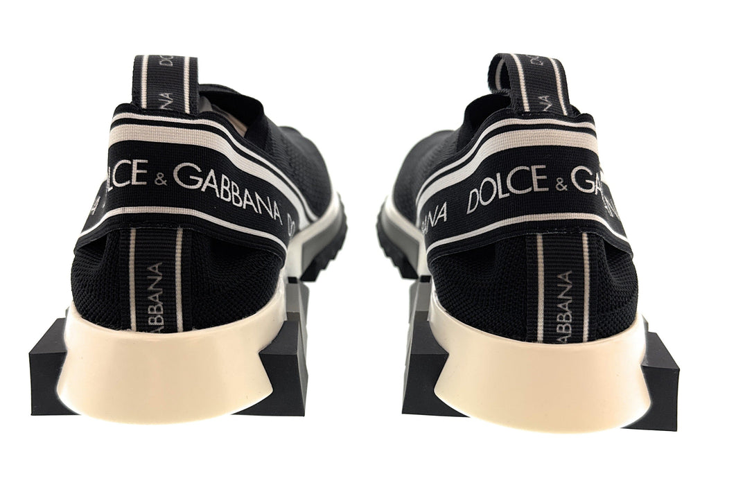 Dolce & Gabbana Black Logo Knit Slip On Sneakers-EU35
