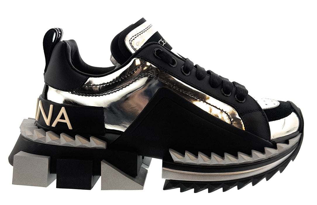 Dolce & Gabbana Daymaster Metallic Silver Chunky Sneakers Black White-EU35