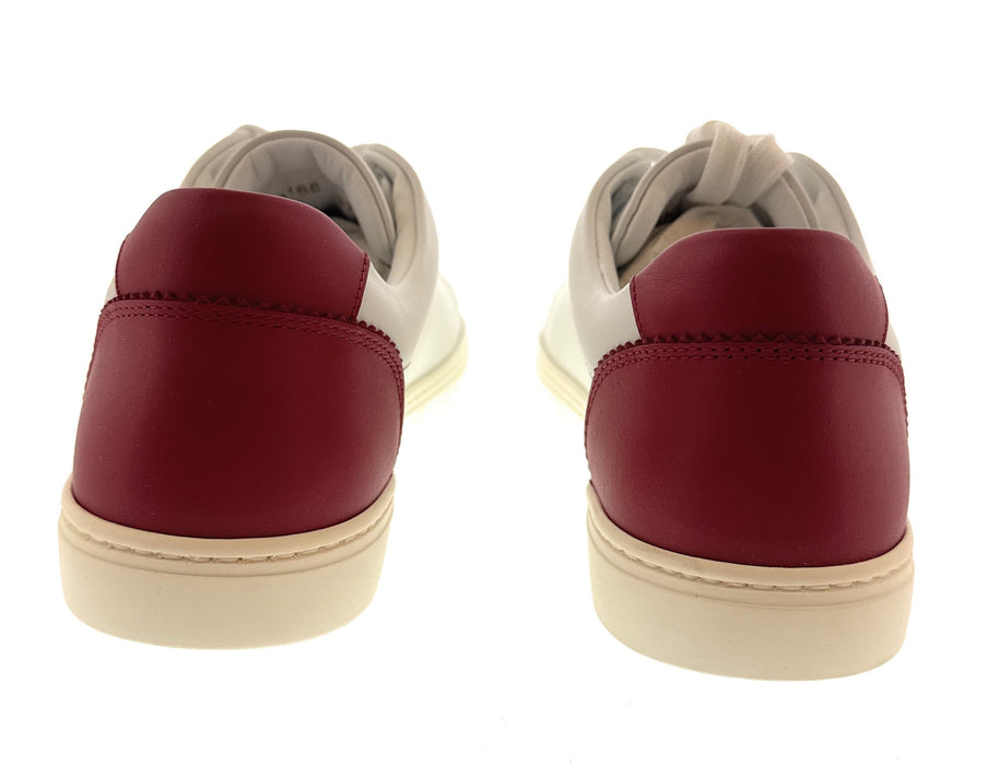 Dolce & Gabbana White Leather Logo Patch Low-Top Sneakers Red Detail-EU37