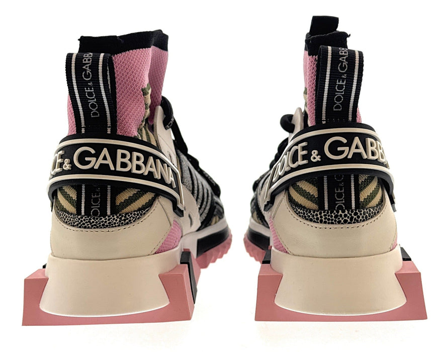 Dolce & Gabbana Pink Multicolor Sock High-Top Sneakers-EU35