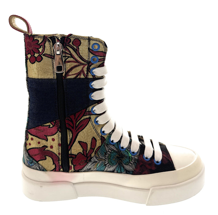 Dolce & Gabbana Multicolor Patch Work Lace Up HighTop Womens Sneakers-35