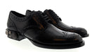 Dolce & Gabbana Men's Black Leather Oxford Brogue Dress Shoes with DG Logo Heel-EU36.5