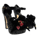 Dolce & Gabbana Women's Black Sequin Strawberry Embellished Platform Heels-EU36.5