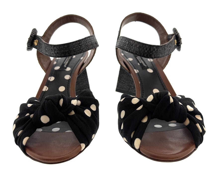Dolce & Gabbana Women's Polka Dot Bow Block Heel Sandals-EU36.5