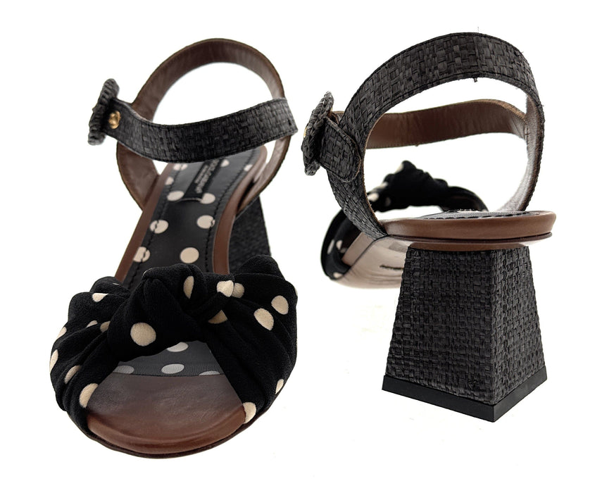Dolce & Gabbana Women's Polka Dot Bow Block Heel Sandals-EU36.5