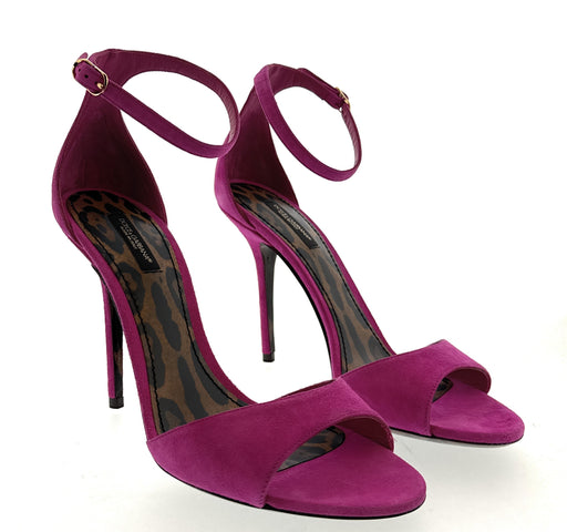 Dolce & Gabbana Fuchsia Suede Stiletto Sandals with Ankle Strap
-EU39