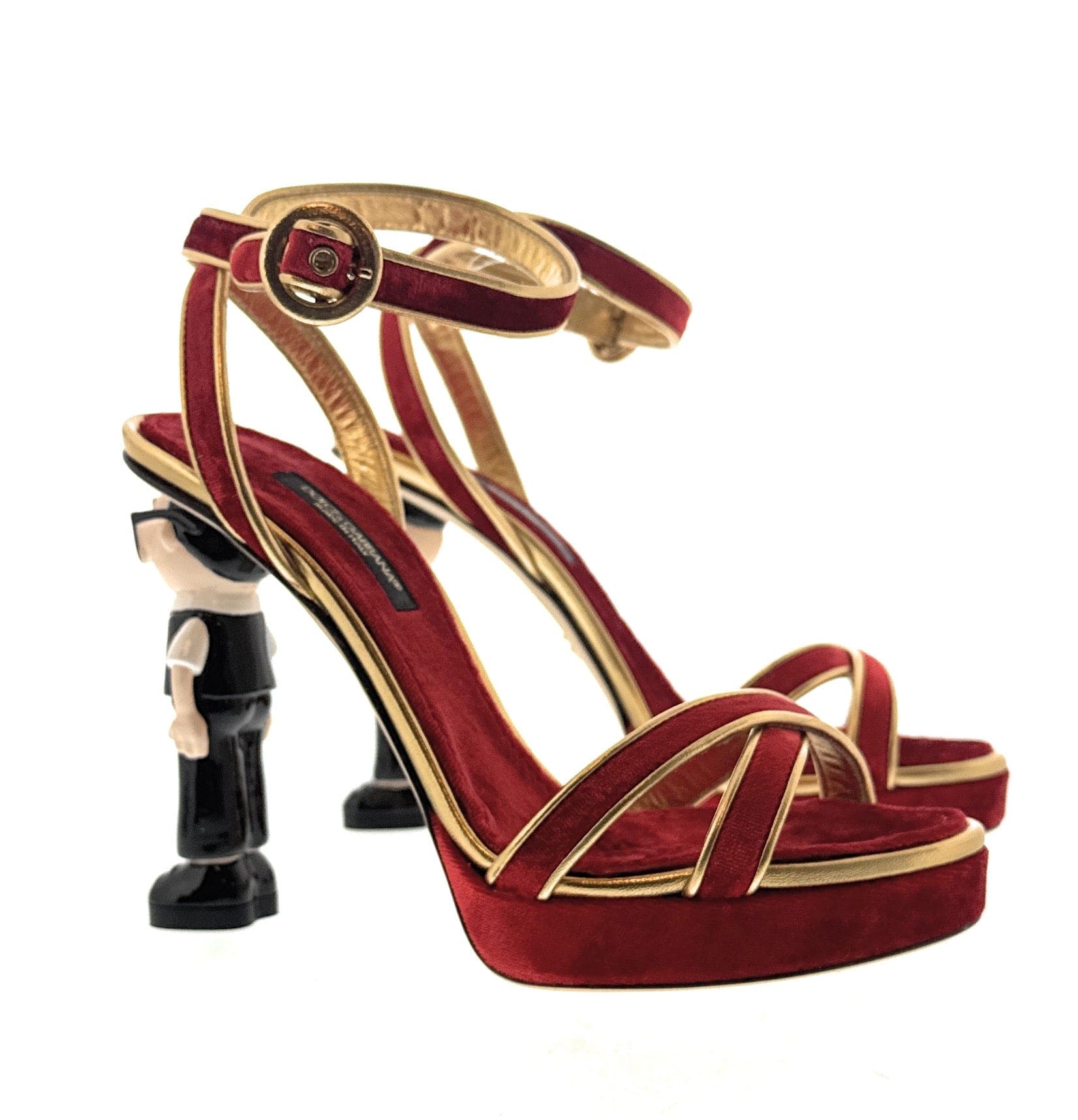 Dolce & Gabbana Red Velvet Character Heel Sandals — Iconic