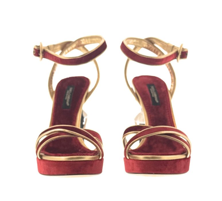 Dolce & Gabbana Red Velvet Character Heel Sandals — Iconic Designer Figurine Heel-EU36