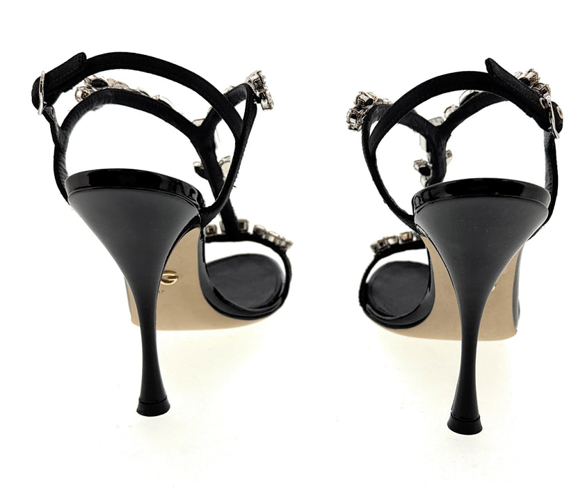 Dolce & Gabbana Black Crystal Embellished High-Heel Sandals