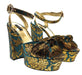 Dolce & Gabbana Gold Brocade Block Heel Platform Sandals-39
