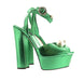 Dolce & Gabbana Green Block Heel Platform Pearl Embellished Sandal-38