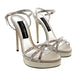 Dolce & Gabbana Crystal-Embellished Silver Platform Sandals
-EU38