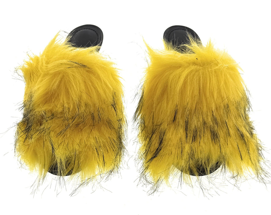 Dolce & Gabbana Yellow Feather Mule Sandals with Black Accents
-EU36