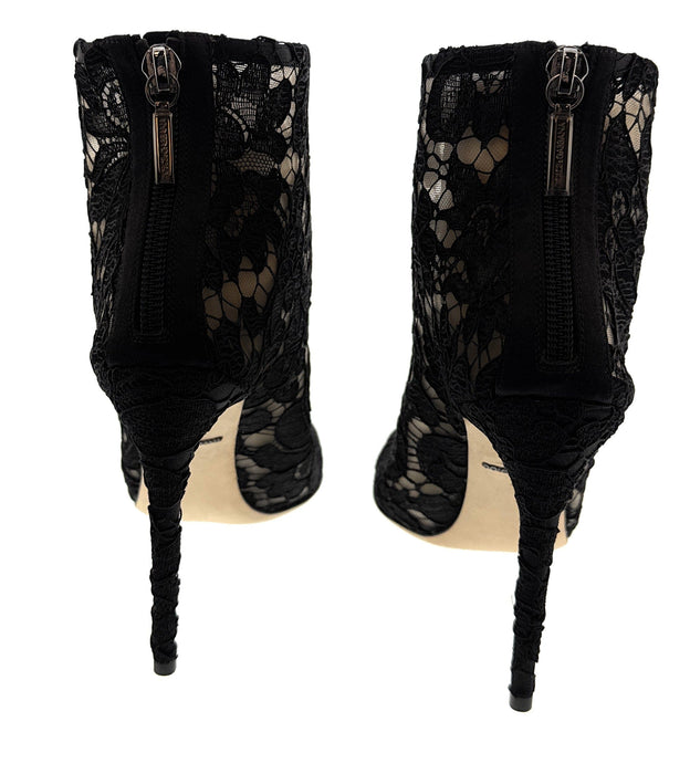 Dolce & Gabbana Black Lace Peep-Toe Ankle Boots
-EU35