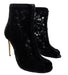 Dolce & Gabbana Velvet Trimmed Lace Peep-Toe Booties
-EU35