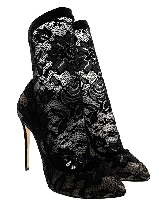 Dolce & Gabbana Black Lace Stiletto Ankle Boots
-EU41