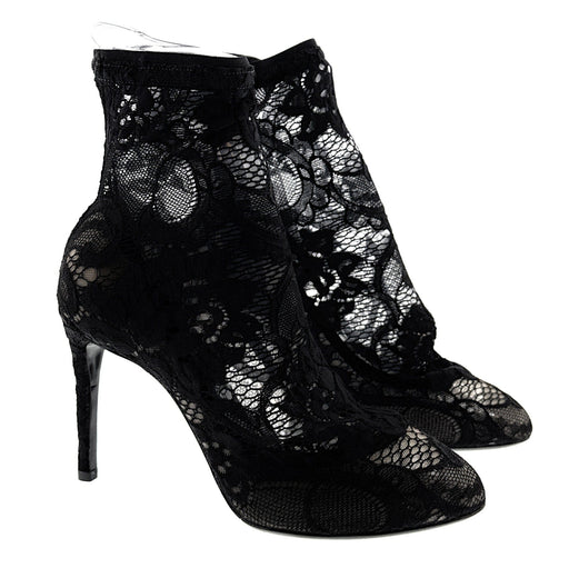 Dolce & Gabbana Black Floral Lace Ankle Boots
-EU35