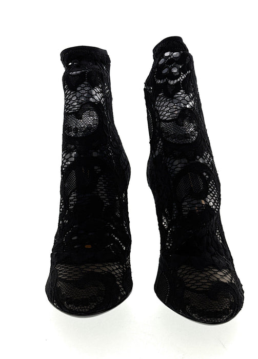 Dolce & Gabbana Black Floral Lace Ankle Boots
-EU35