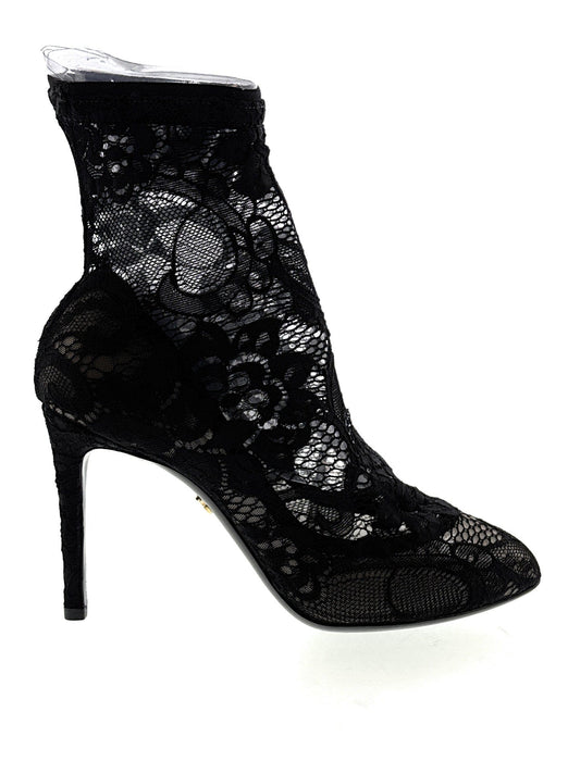 Dolce & Gabbana Black Floral Lace Ankle Boots
-EU35
