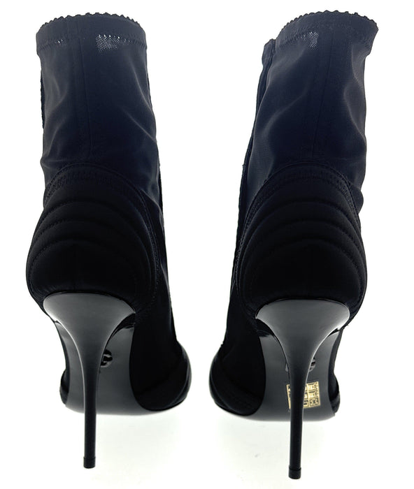 Dolce & Gabbana Black Peep-Toe Corset-Style Ankle Boots