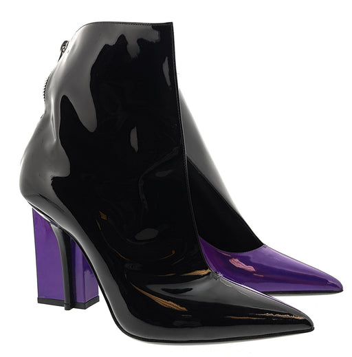 Dolce & Gabbana Black & Purple Patent Leather Ankle Boots
-EU37.5