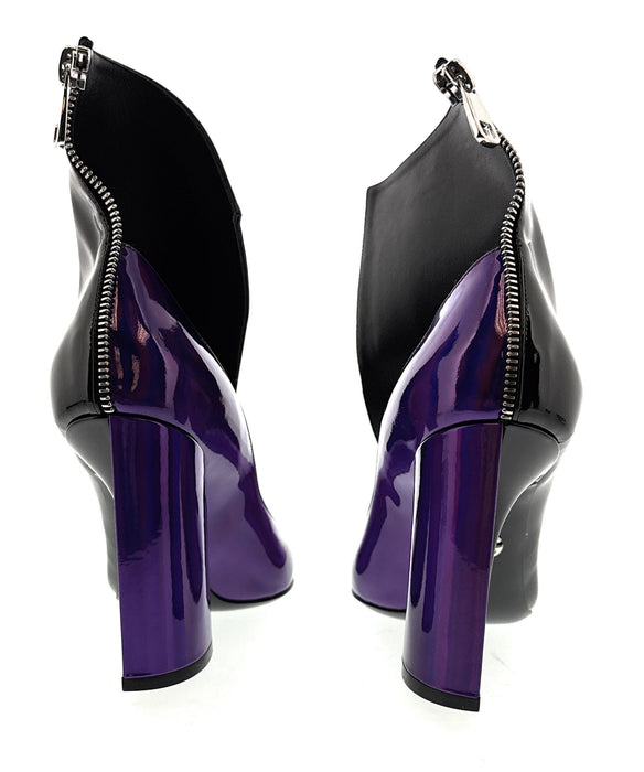 Dolce & Gabbana Black & Purple Patent Leather Ankle Boots
-EU37