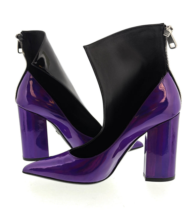 Dolce & Gabbana Black & Purple Patent Leather Ankle Boots
-EU37.5
