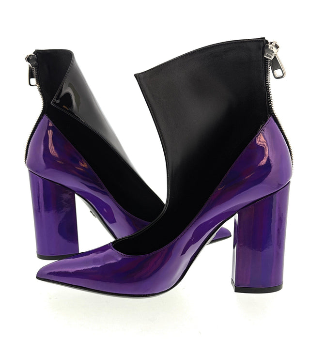 Dolce & Gabbana Black & Purple Patent Leather Ankle Boots
-EU37
