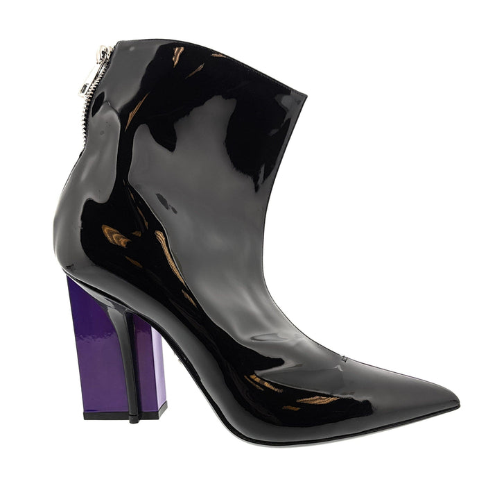 Dolce & Gabbana Black & Purple Patent Leather Ankle Boots
-EU37.5