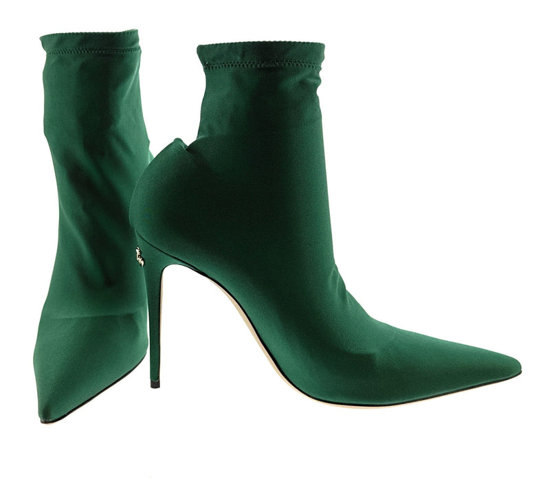 Dolce & Gabbana Green Stretch Satin Sock Ankle Boots
-EU39