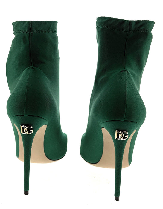 Dolce & Gabbana Green Stretch Satin Sock Ankle Boots
-EU39
