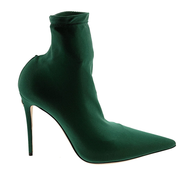 Dolce & Gabbana Green Stretch Satin Sock Ankle Boots
-EU39