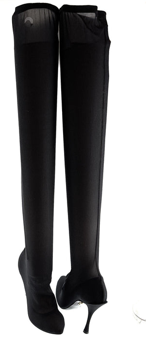Dolce & Gabbana Black Stretch Over-the-Knee Stiletto Boots
-EU38