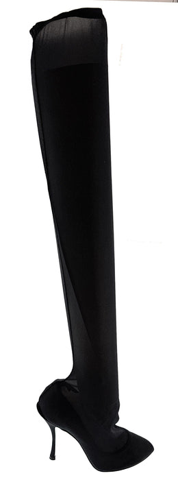 Dolce & Gabbana Black Stretch Over-the-Knee Stiletto Boots
-EU38