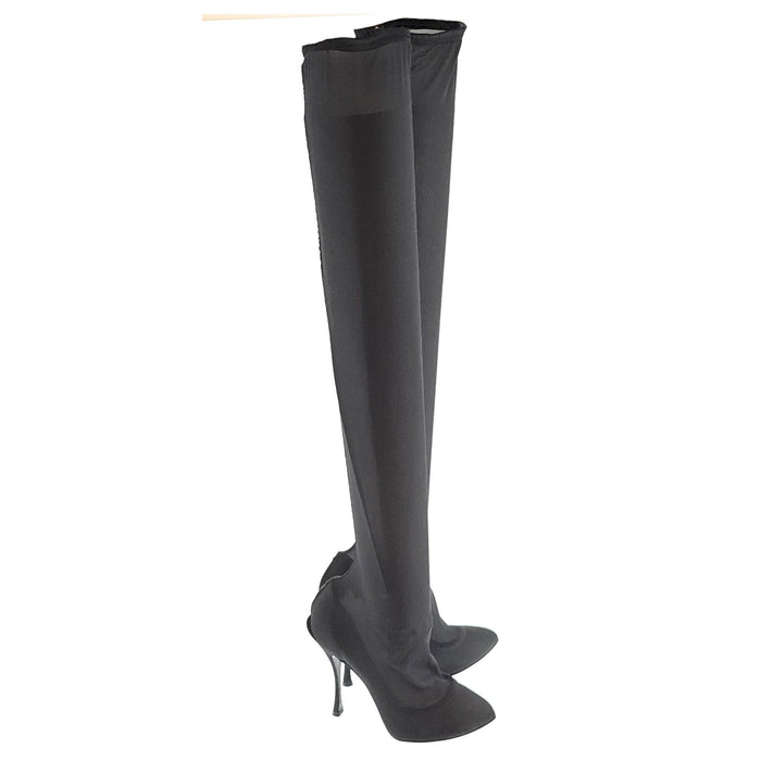 Dolce & Gabbana Black Stretch Over-the-Knee Stiletto Boots
-EU38