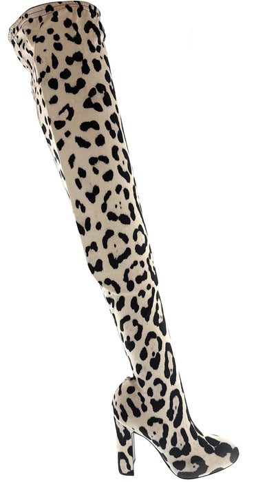 Dolce & Gabbana Over-the-Knee Leopard Print Stretch Boots