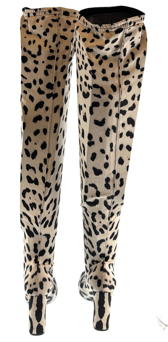 Dolce & Gabbana Over-the-Knee Leopard Print Stretch Boots